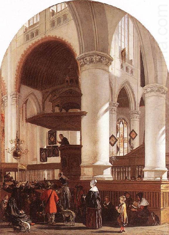 Interior of the Oude Kerk at Delft during a Sermon, WITTE, Emanuel de